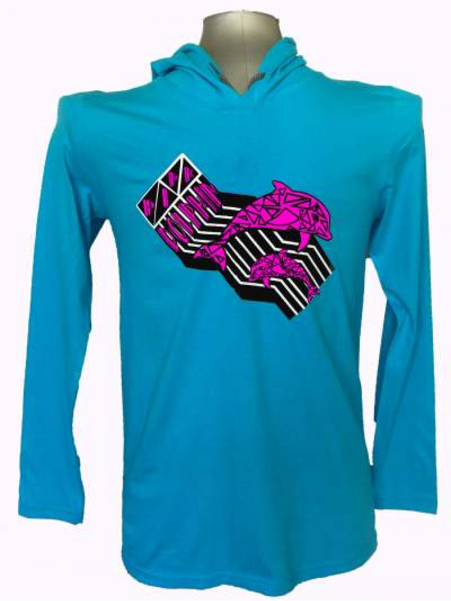 Long Sleeve Hooded Tee, Pink Dolphin Clothing